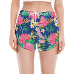 Watercolor Chrysanthemum Pattern Print Women's Split Running Shorts