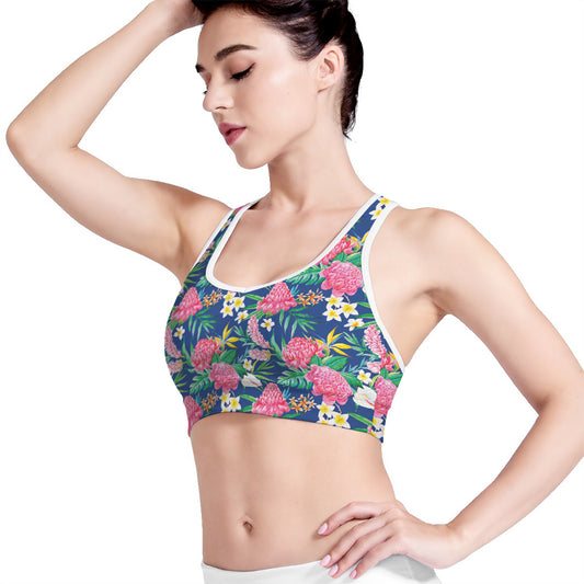 Watercolor Chrysanthemum Pattern Print Women's Sports Bra
