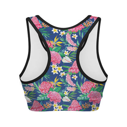 Watercolor Chrysanthemum Pattern Print Women's Sports Bra