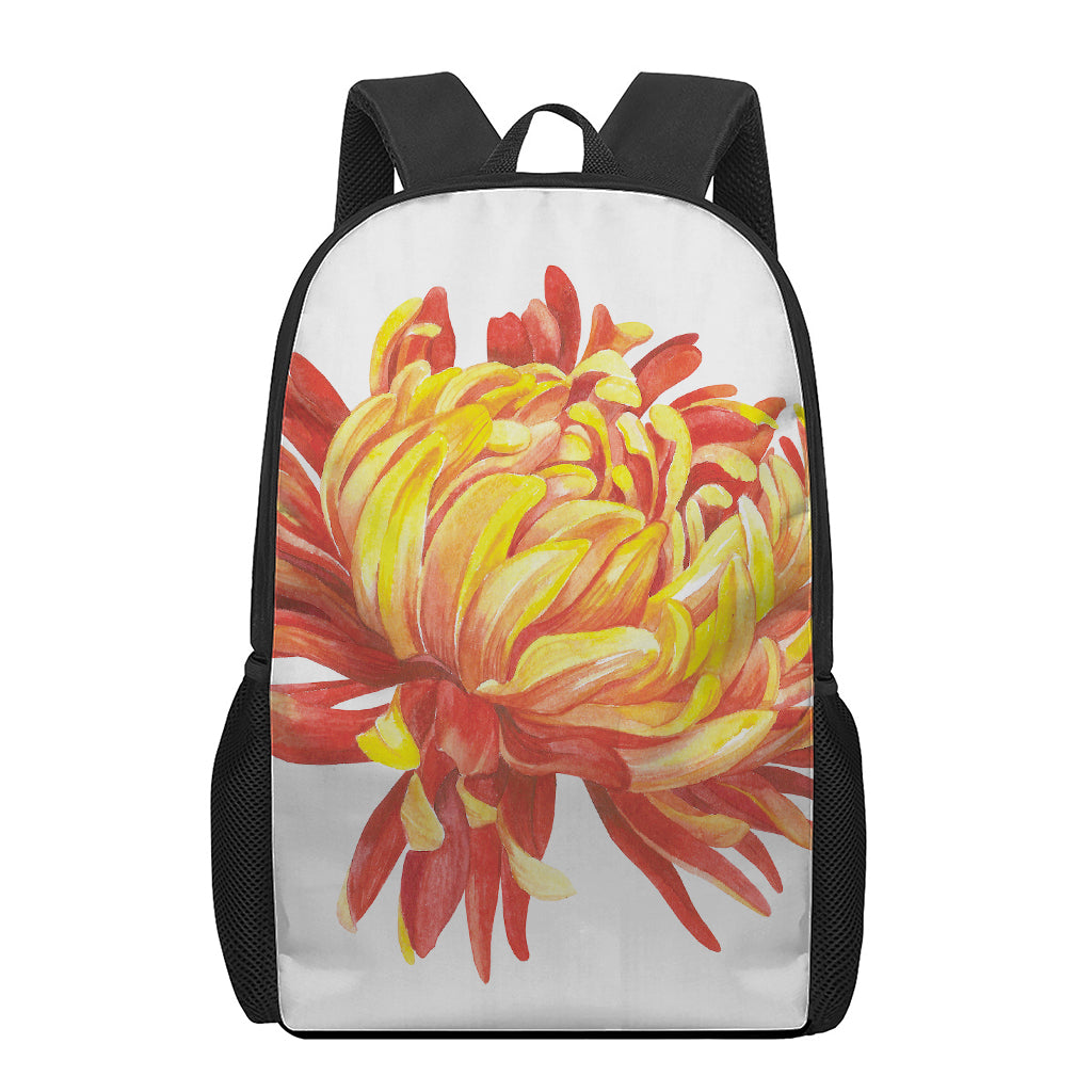 Watercolor Chrysanthemum Print 17 Inch Backpack