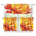 Watercolor Chrysanthemum Print 3 Piece Kitchen Curtains
