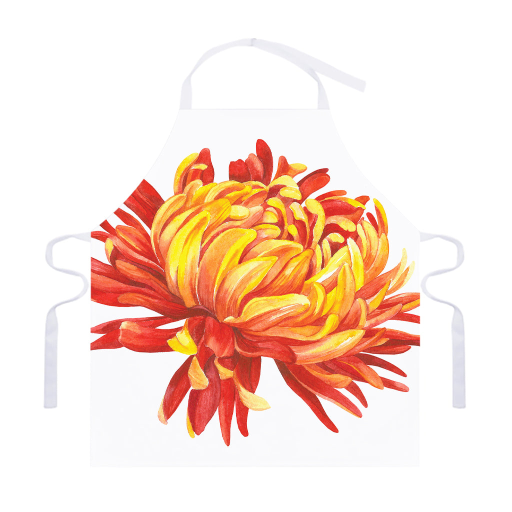 Watercolor Chrysanthemum Print Adjustable Apron