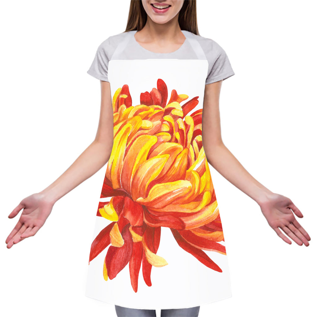 Watercolor Chrysanthemum Print Adjustable Apron