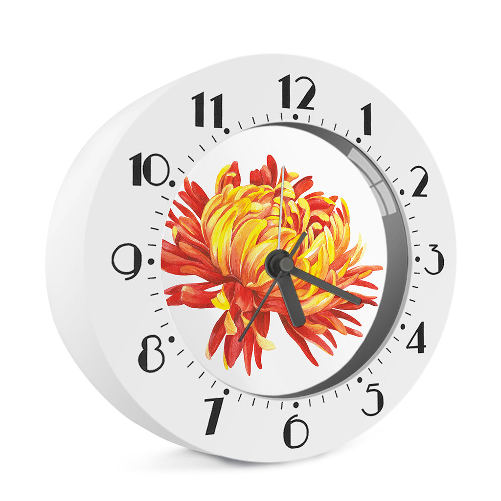 Watercolor Chrysanthemum Print Alarm Clock