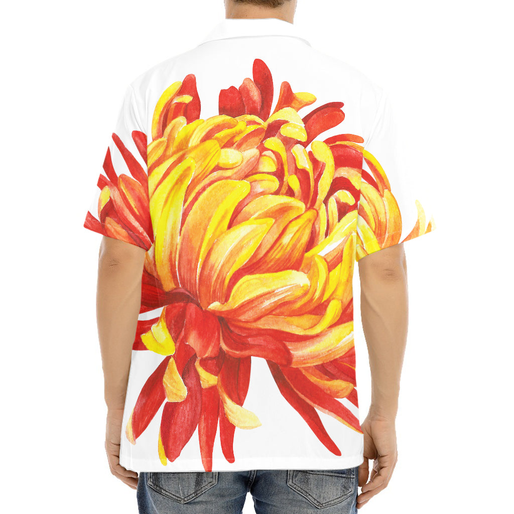 Watercolor Chrysanthemum Print Aloha Shirt