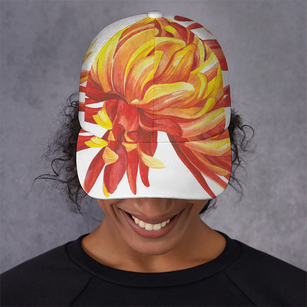 Watercolor Chrysanthemum Print Baseball Cap