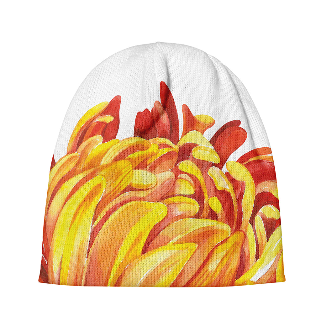 Watercolor Chrysanthemum Print Beanie