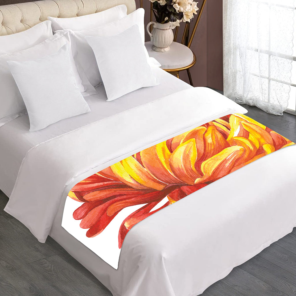 Watercolor Chrysanthemum Print Bed Runner