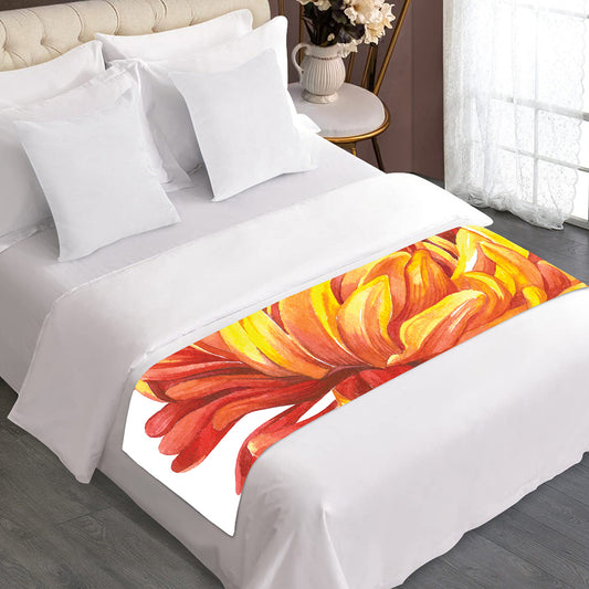 Watercolor Chrysanthemum Print Bed Runner