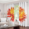 Watercolor Chrysanthemum Print Blackout Grommet Curtains