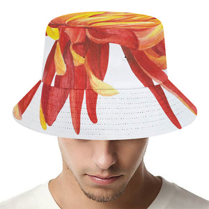 Watercolor Chrysanthemum Print Bucket Hat