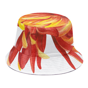 Watercolor Chrysanthemum Print Bucket Hat