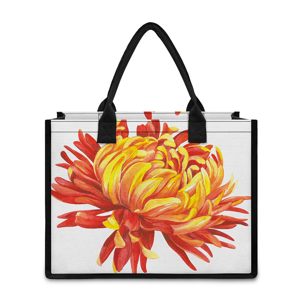 Watercolor Chrysanthemum Print Canvas Tote Bag