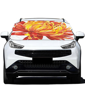 Watercolor Chrysanthemum Print Car Windshield Snow Cover