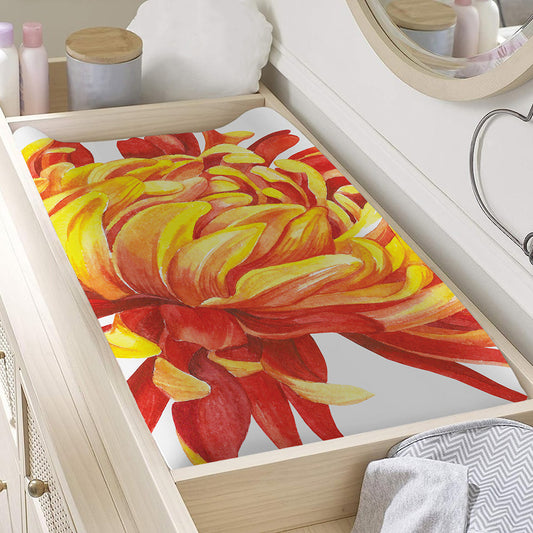 Watercolor Chrysanthemum Print Changing Pad Cover