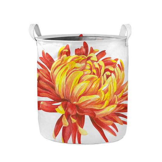 Watercolor Chrysanthemum Print Collapsible Laundry Basket