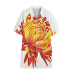 Watercolor Chrysanthemum Print Cotton Hawaiian Shirt