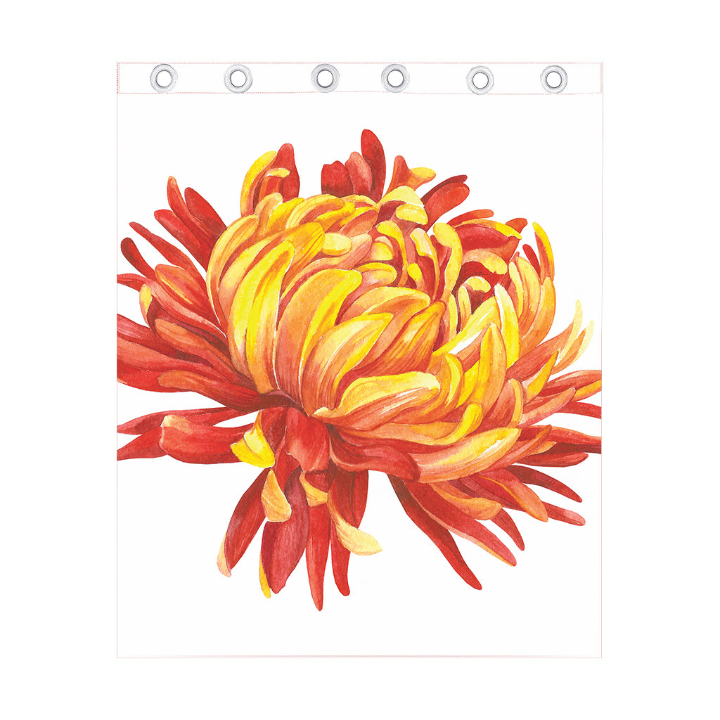 Watercolor Chrysanthemum Print Curtain