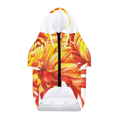 Watercolor Chrysanthemum Print Dog Zip Up Hoodie