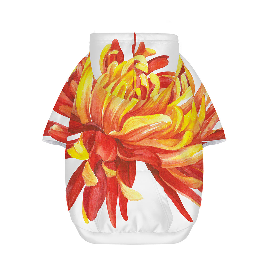Watercolor Chrysanthemum Print Dog Zip Up Hoodie