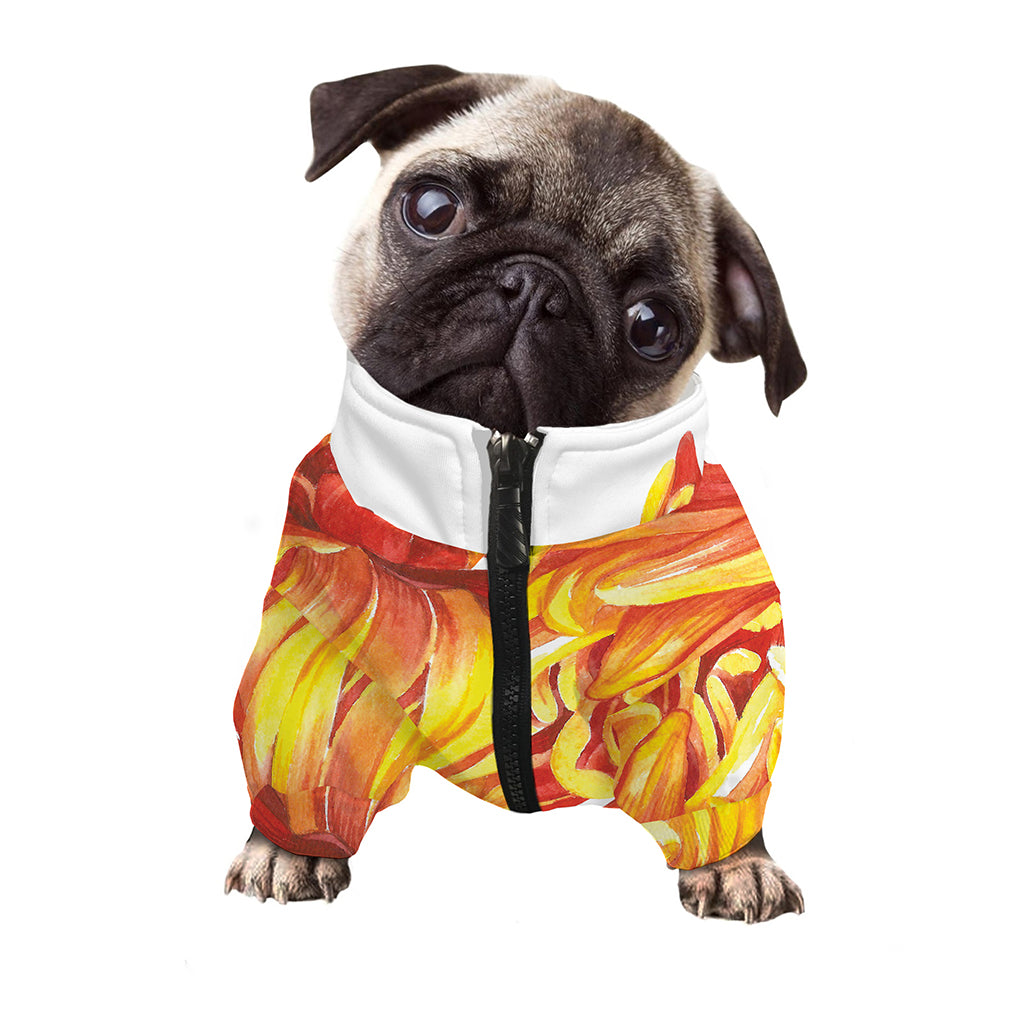 Watercolor Chrysanthemum Print Dog Zip Up Jacket