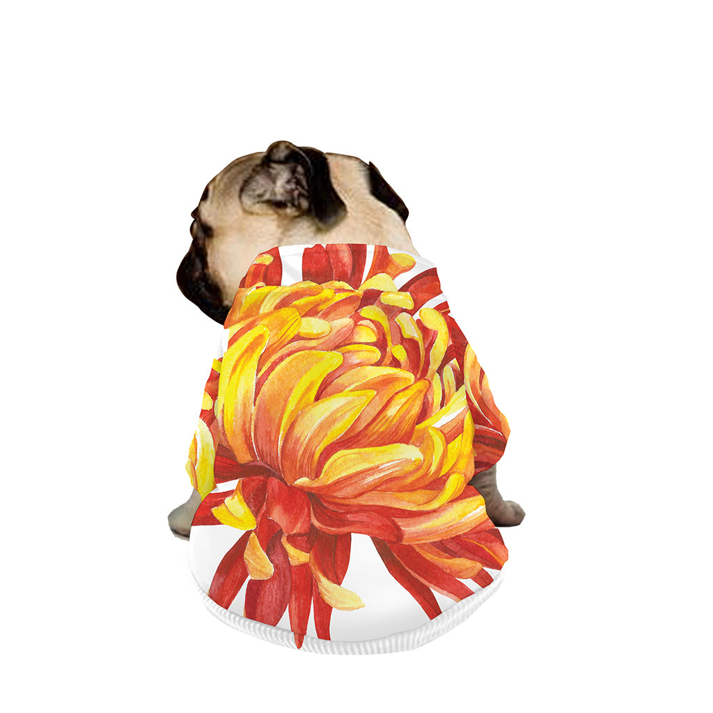 Watercolor Chrysanthemum Print Dog Zip Up Jacket