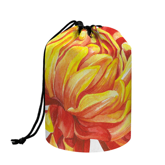 Watercolor Chrysanthemum Print Drawstring Makeup Bag