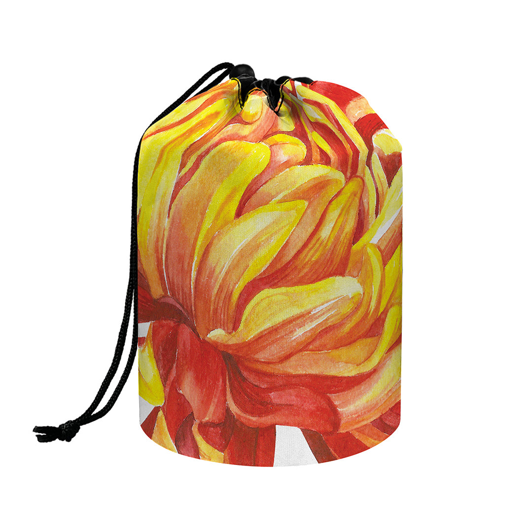 Watercolor Chrysanthemum Print Drawstring Makeup Bag