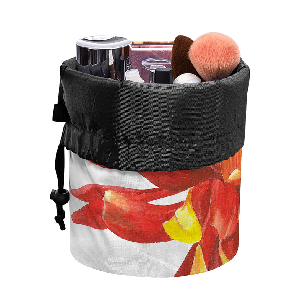 Watercolor Chrysanthemum Print Drawstring Makeup Bag