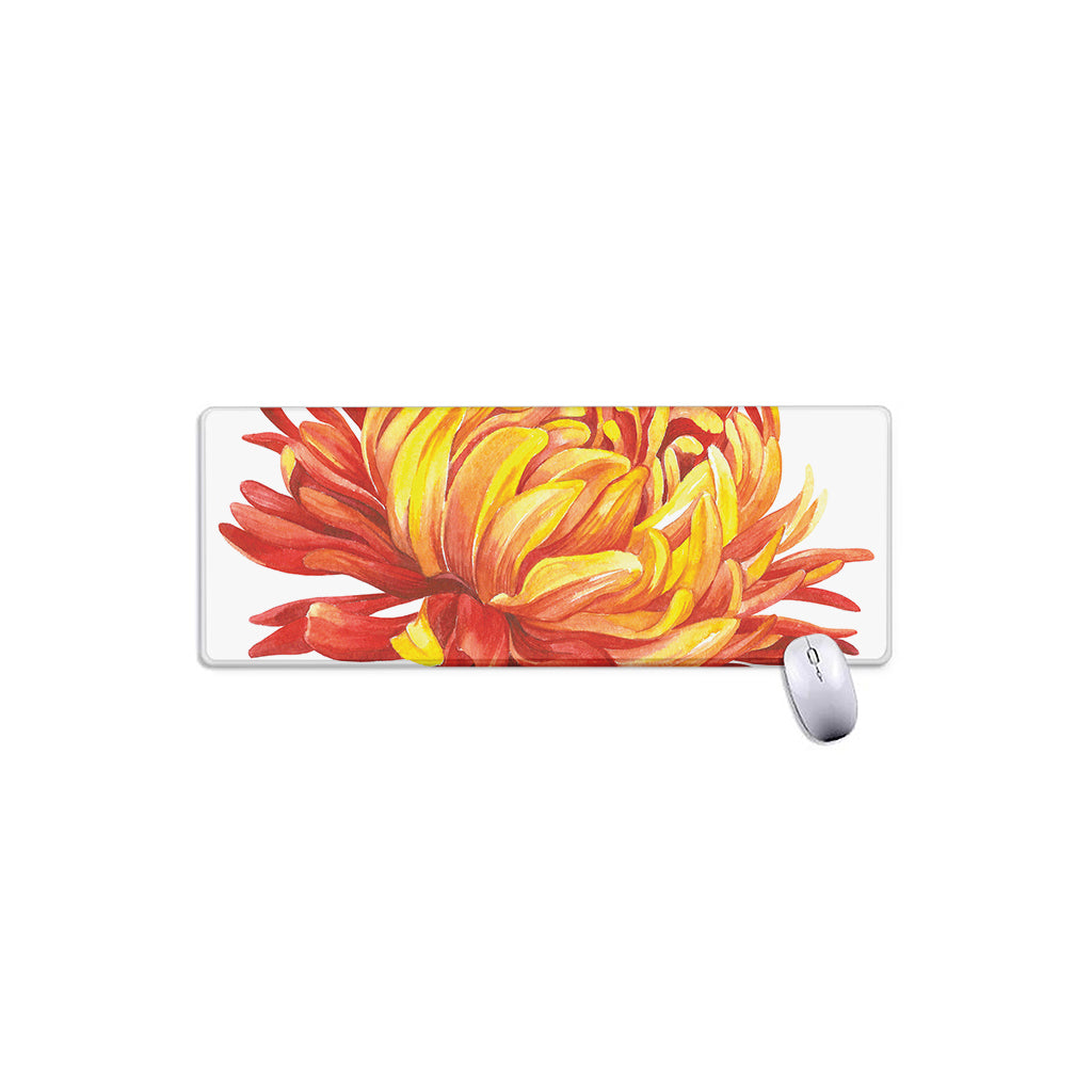 Watercolor Chrysanthemum Print Extended Mouse Pad