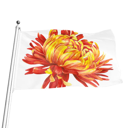 Watercolor Chrysanthemum Print Flag