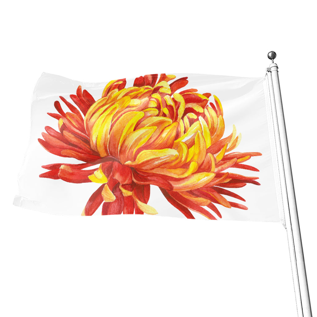 Watercolor Chrysanthemum Print Flag