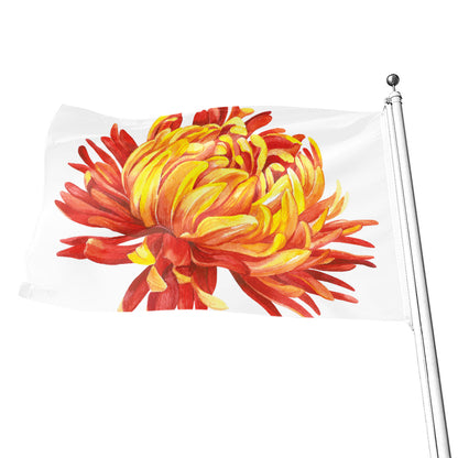 Watercolor Chrysanthemum Print Flag