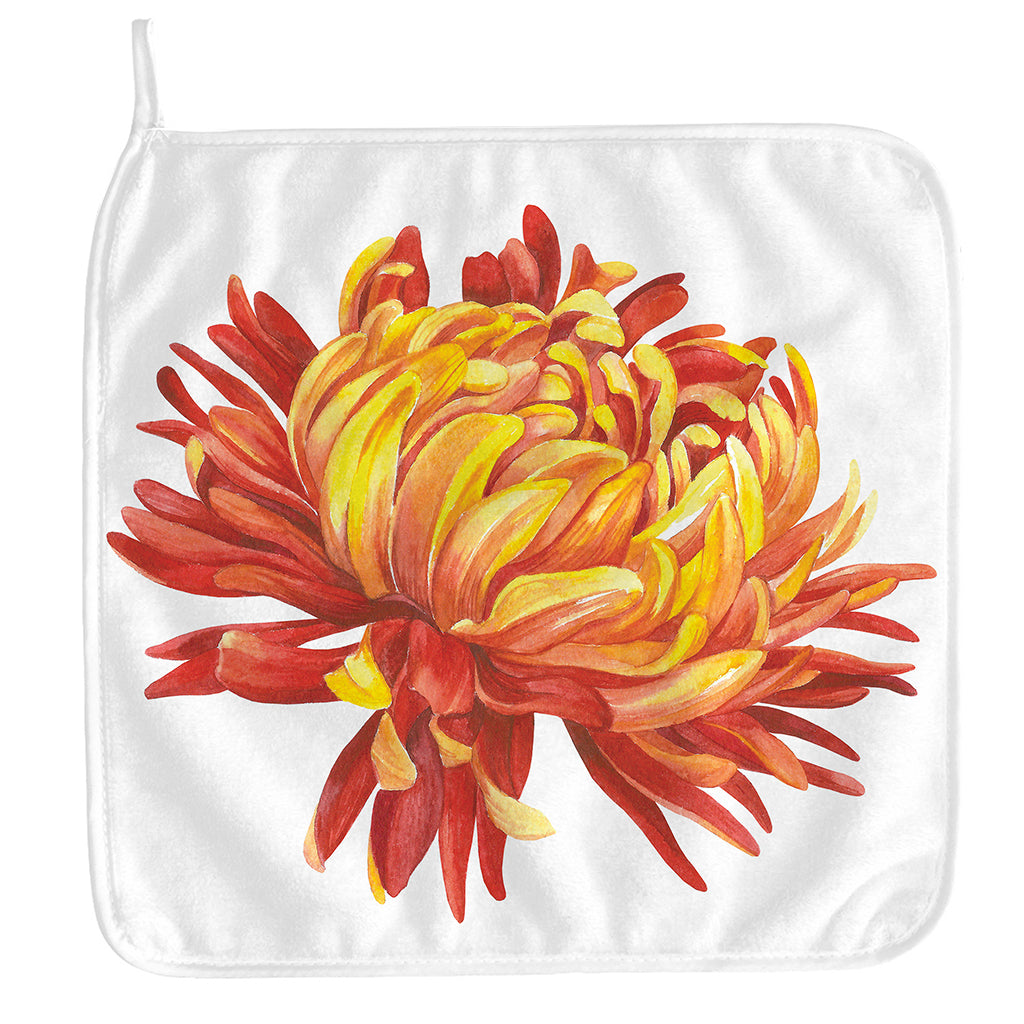 Watercolor Chrysanthemum Print Hand Towel