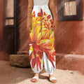 Watercolor Chrysanthemum Print Harem Pants