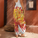 Watercolor Chrysanthemum Print Harem Pants