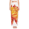 Watercolor Chrysanthemum Print High Slit Maxi Skirt