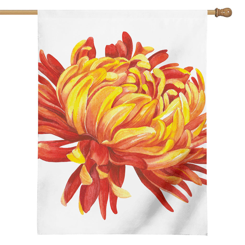 Watercolor Chrysanthemum Print House Flag