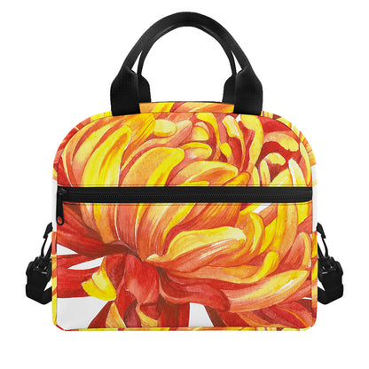 Watercolor Chrysanthemum Print Insulated Lunch Bag
