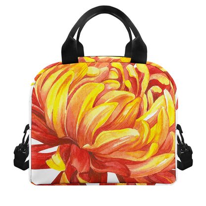 Watercolor Chrysanthemum Print Insulated Lunch Bag