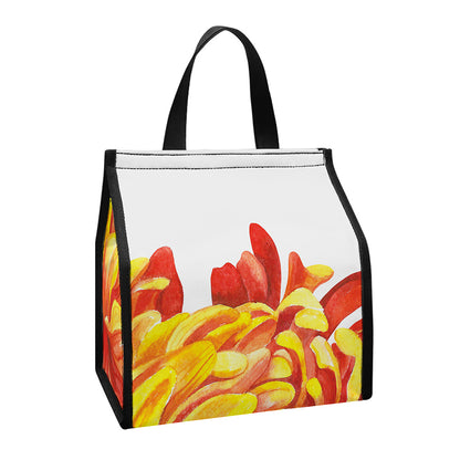 Watercolor Chrysanthemum Print Insulated Lunch Tote