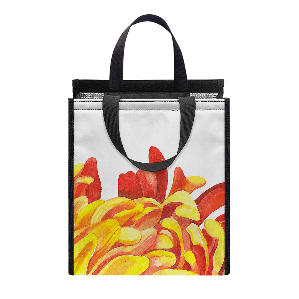 Watercolor Chrysanthemum Print Insulated Lunch Tote