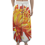 Watercolor Chrysanthemum Print Lantern Pants