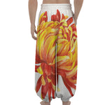 Watercolor Chrysanthemum Print Lantern Pants