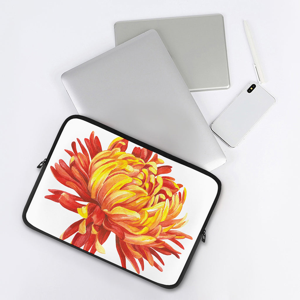 Watercolor Chrysanthemum Print Laptop Sleeve
