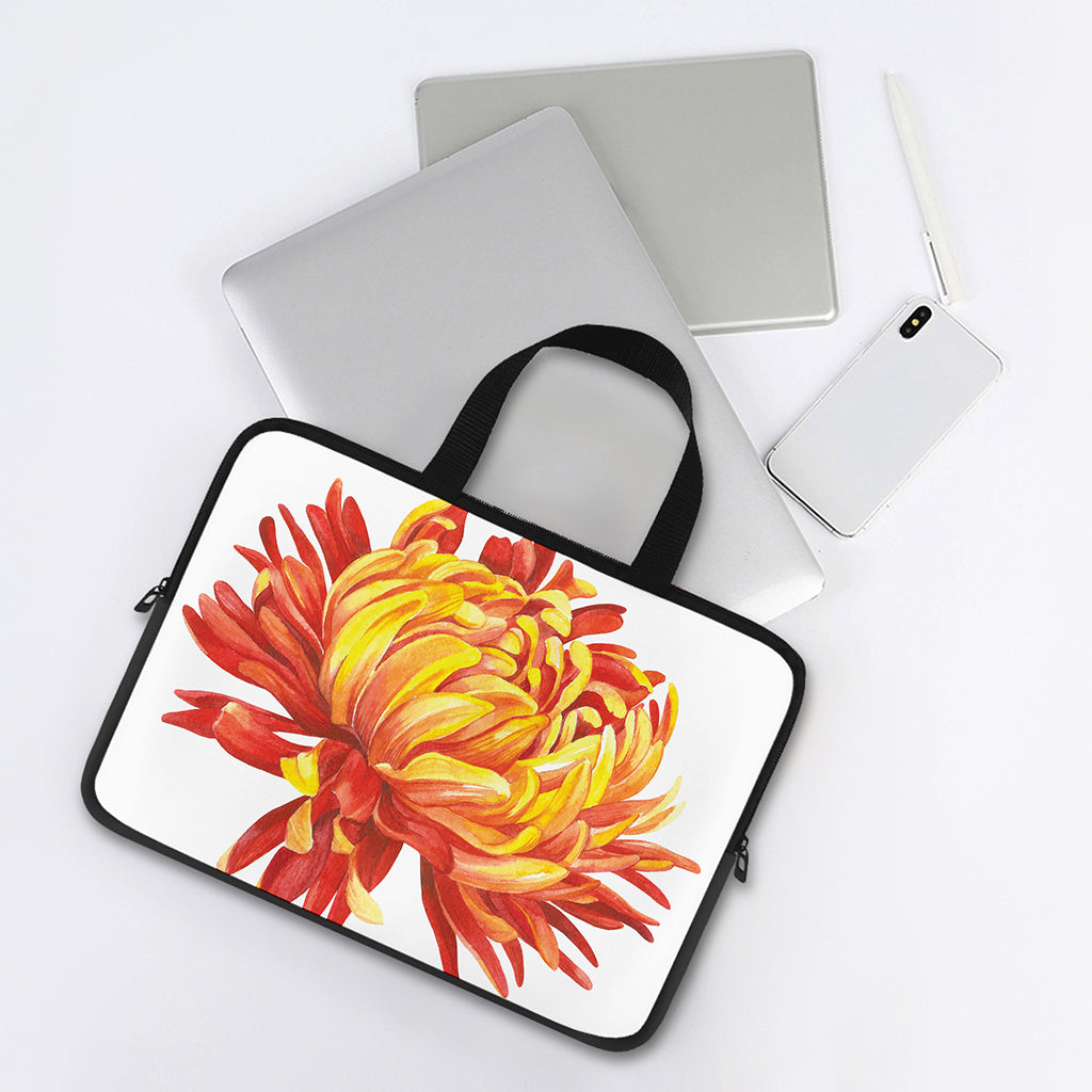 Watercolor Chrysanthemum Print Laptop Sleeve With Handle