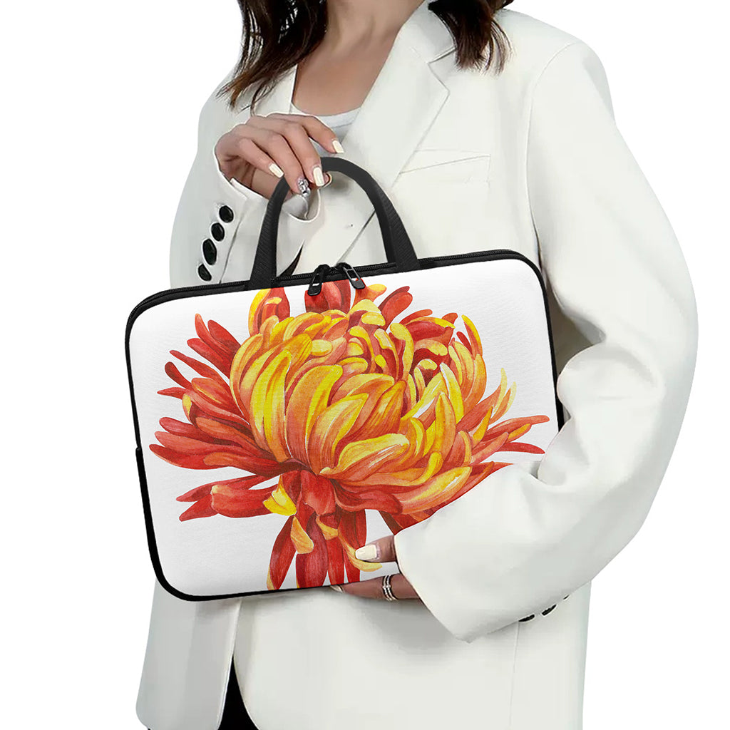 Watercolor Chrysanthemum Print Laptop Sleeve With Handle