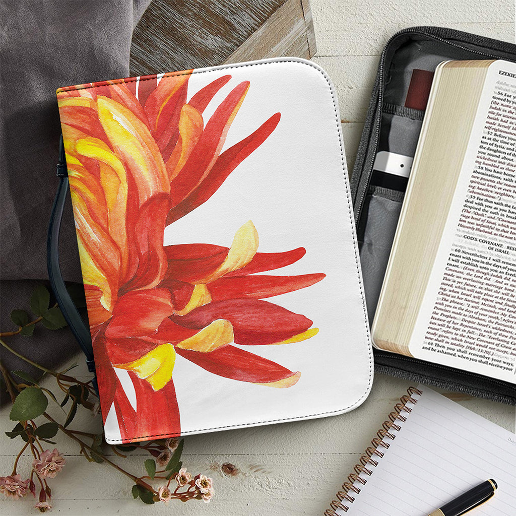 Watercolor Chrysanthemum Print Leather Bible Cover