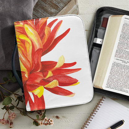 Watercolor Chrysanthemum Print Leather Bible Cover