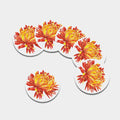 Watercolor Chrysanthemum Print Leather Coaster Set